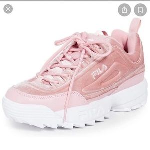 Filas disruptor pink velvet sneakers